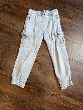 Cat & Jack Girls Cargo Jogger Pants Size S 6/7 Light Wash Blue Pull-On